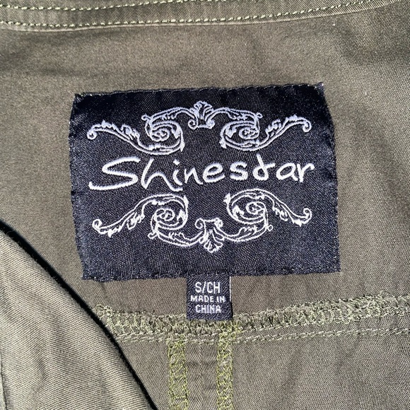 Olive green, throw over vest, longer with drawstrings at waist. - Picture 2 of 3